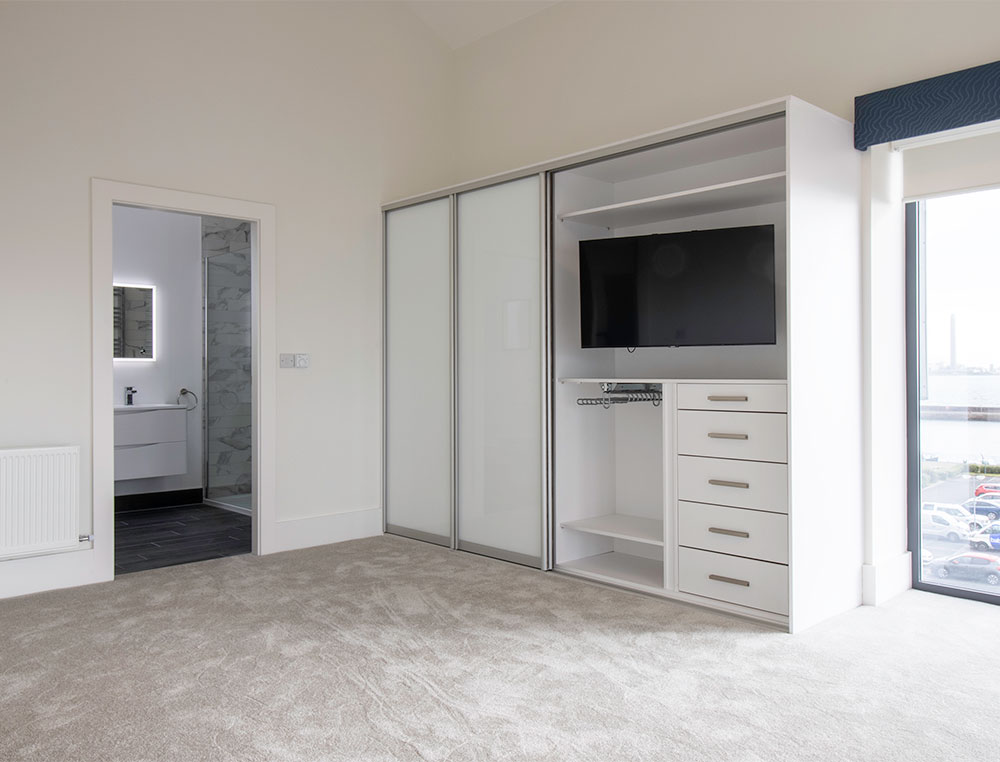 white glass sliding wardrobe