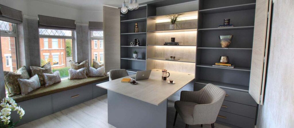 home office desk with units