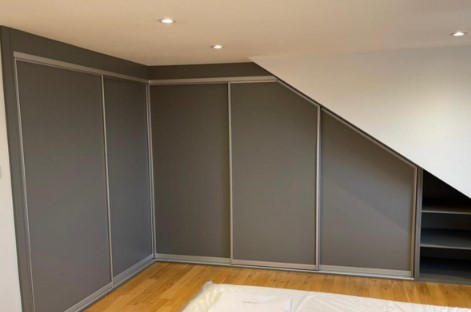 dark grey sliding wardrobe