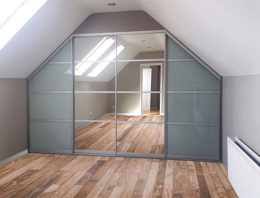 angled sliding mirrored wardrobe