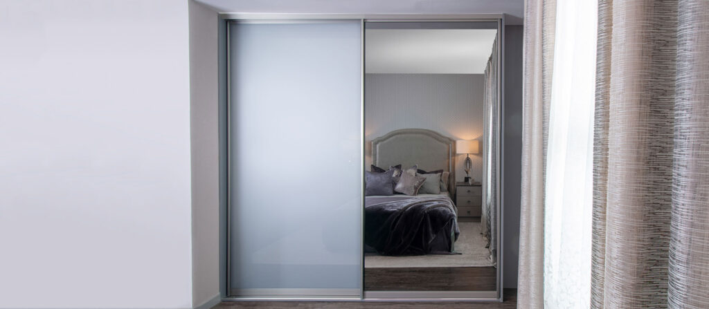 mirror and glass two door sliding wardrobe